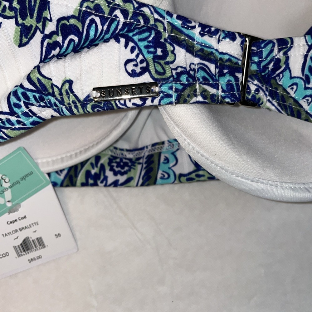 SUNSETS Cape Cod Sweetheart Bikini Swim Top, US 34DD, Bra Insert NWT - Picture 8 of 8
